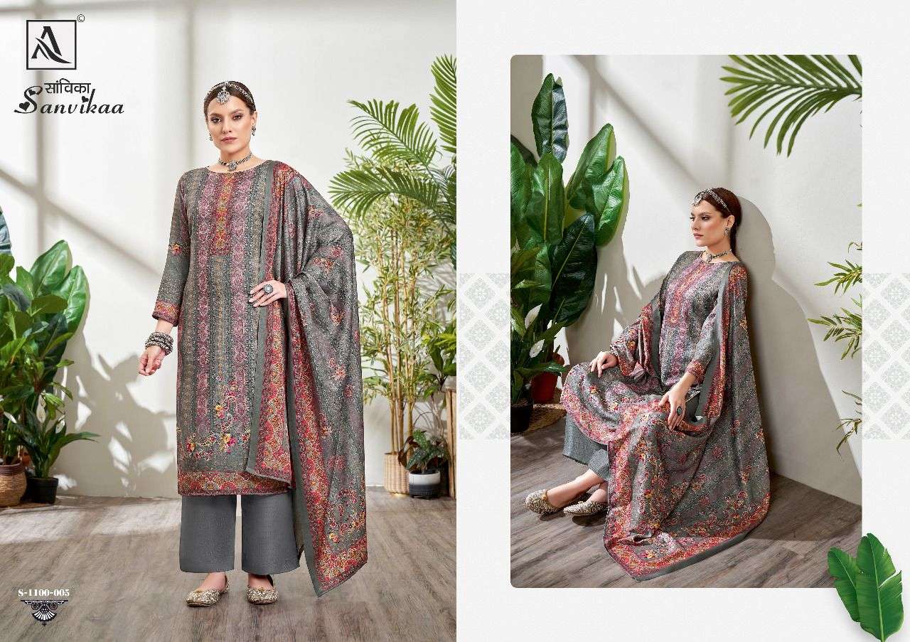SANVIKAA BY ALOK SUITS 1100-001 TO 1100-008 SERIES BEAUTIFUL SUITS COLORFUL STYLISH FANCY CASUAL WEAR & ETHNIC WEAR PURE PASHMINA PRINT DRESSES AT WHOLESALE PRICE
