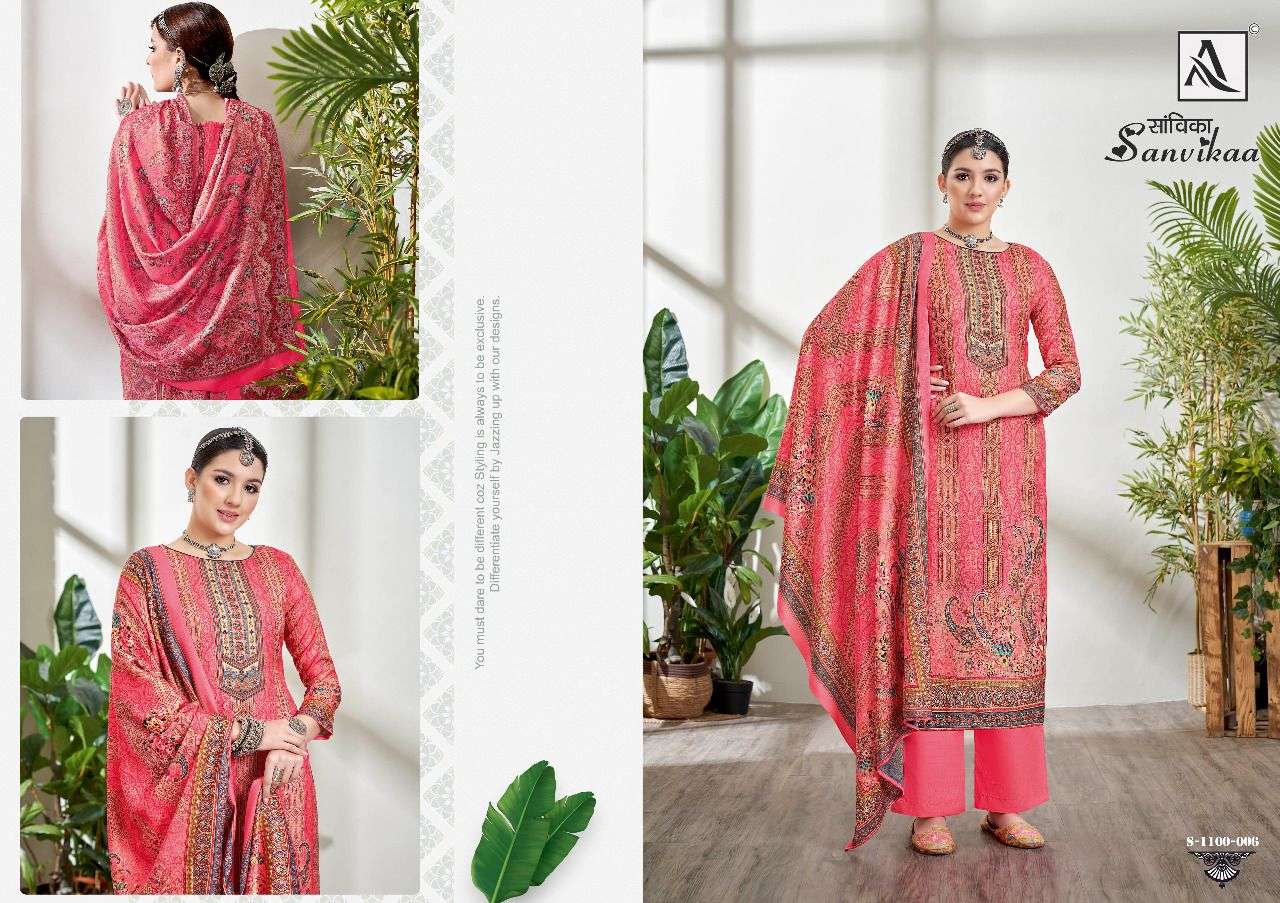 SANVIKAA BY ALOK SUITS 1100-001 TO 1100-008 SERIES BEAUTIFUL SUITS COLORFUL STYLISH FANCY CASUAL WEAR & ETHNIC WEAR PURE PASHMINA PRINT DRESSES AT WHOLESALE PRICE