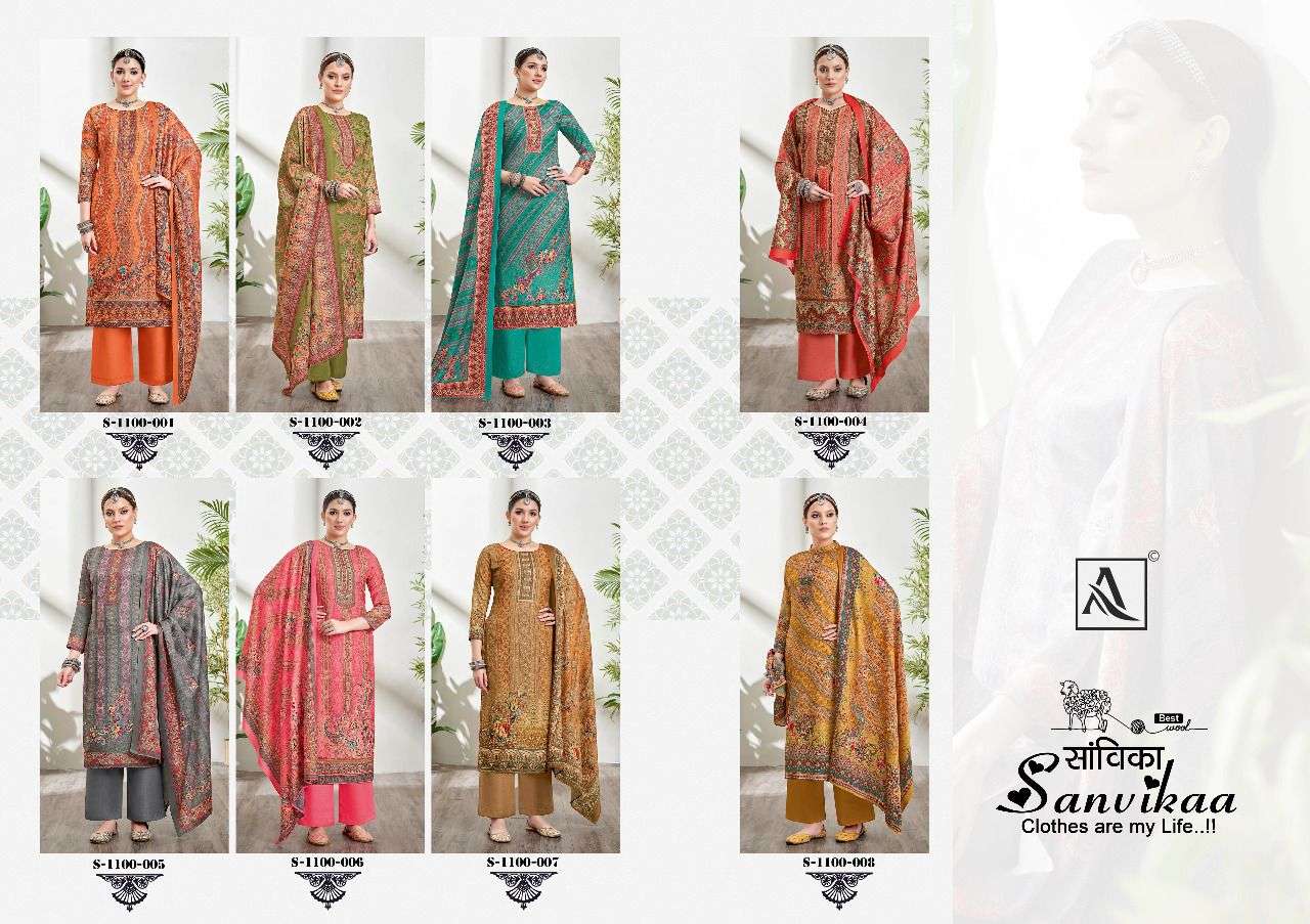 SANVIKAA BY ALOK SUITS 1100-001 TO 1100-008 SERIES BEAUTIFUL SUITS COLORFUL STYLISH FANCY CASUAL WEAR & ETHNIC WEAR PURE PASHMINA PRINT DRESSES AT WHOLESALE PRICE