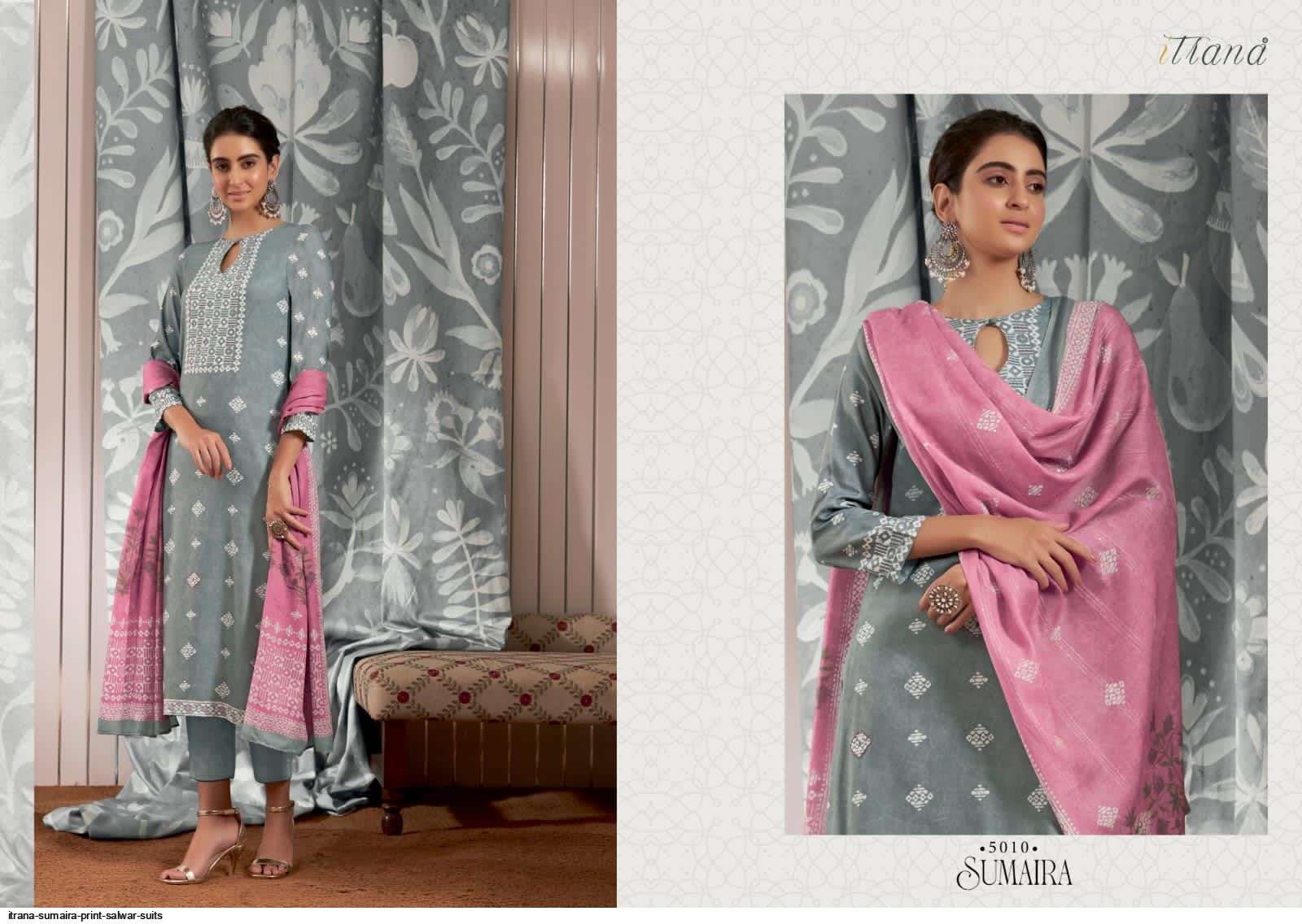 SUMAIRA BY ITRANA BEAUTIFUL SUITS COLORFUL STYLISH FANCY CASUAL WEAR & ETHNIC WEAR STAPLE TWILL DIGITAL PRINT DRESSES AT WHOLESALE PRICE