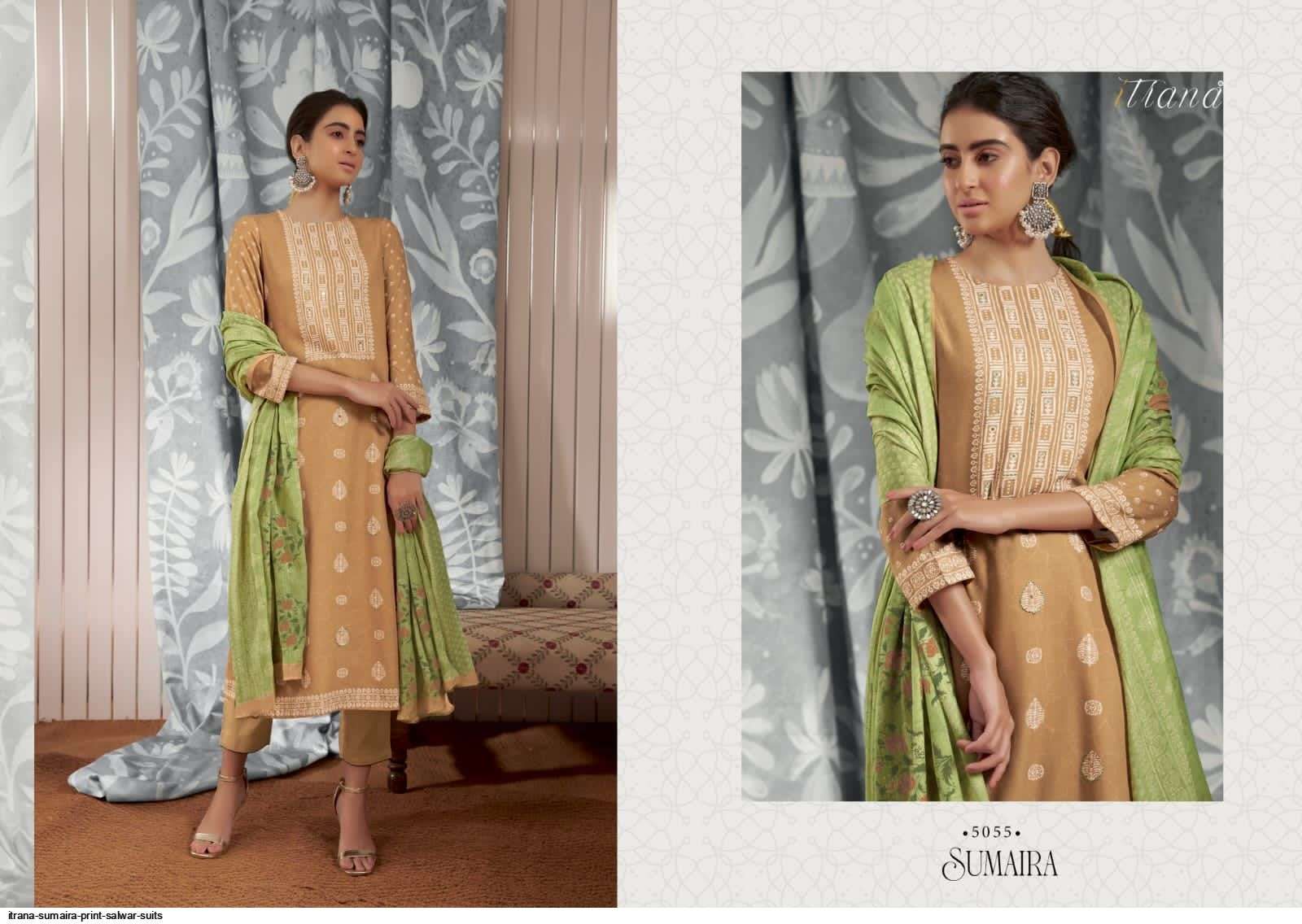 SUMAIRA BY ITRANA BEAUTIFUL SUITS COLORFUL STYLISH FANCY CASUAL WEAR & ETHNIC WEAR STAPLE TWILL DIGITAL PRINT DRESSES AT WHOLESALE PRICE