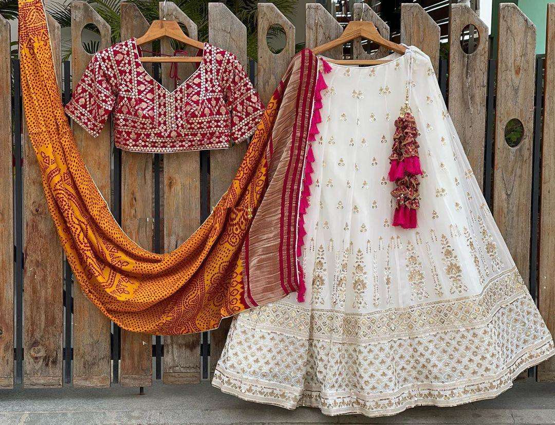LG-521 BY FASHID WHOLESALE DESIGNER BEAUTIFUL BRIDAL COLLECTION OCCASIONAL WEAR & PARTY WEAR GEORGETTE PRINT LEHENGAS AT WHOLESALE PRICE