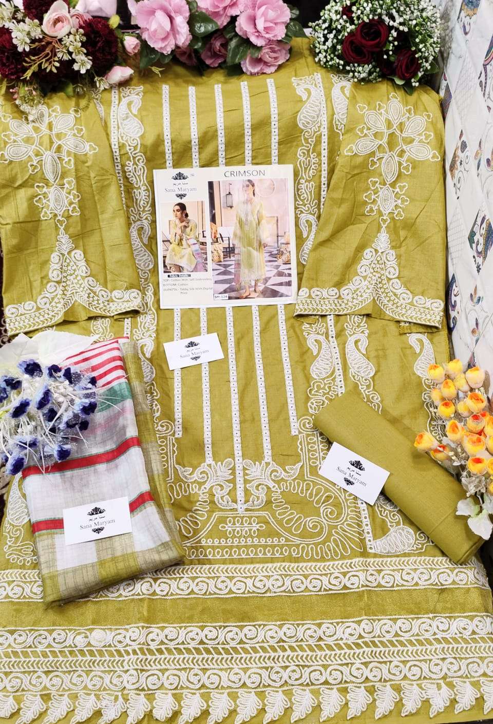 CRIMSON BY SANA MARYAM DESIGNER FESTIVE PAKISTANI SUITS COLLECTION BEAUTIFUL STYLISH FANCY COLORFUL PARTY WEAR & OCCASIONAL WEAR COTTON EMBROIDERED DRESSES AT WHOLESALE PRICE