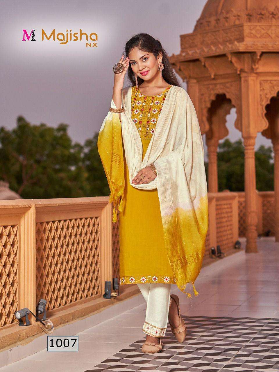GOLMAAL BY MAJISHA NX 1001 TO 1008 SERIES BEAUTIFUL SUITS COLORFUL STYLISH FANCY CASUAL WEAR & ETHNIC WEAR RAYON SLUB EMBROIDERY DRESSES AT WHOLESALE PRICE