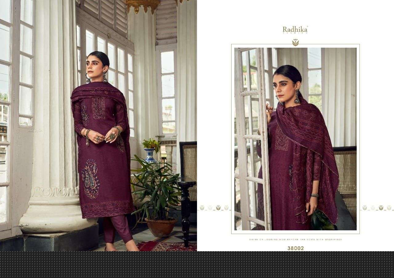 SONA BY SUMYRA 38001 TO 38008 SERIES BEAUTIFUL SUITS COLORFUL STYLISH FANCY CASUAL WEAR & ETHNIC WEAR PURE PASHMINA PRINT WITH WORK DRESSES AT WHOLESALE PRICE