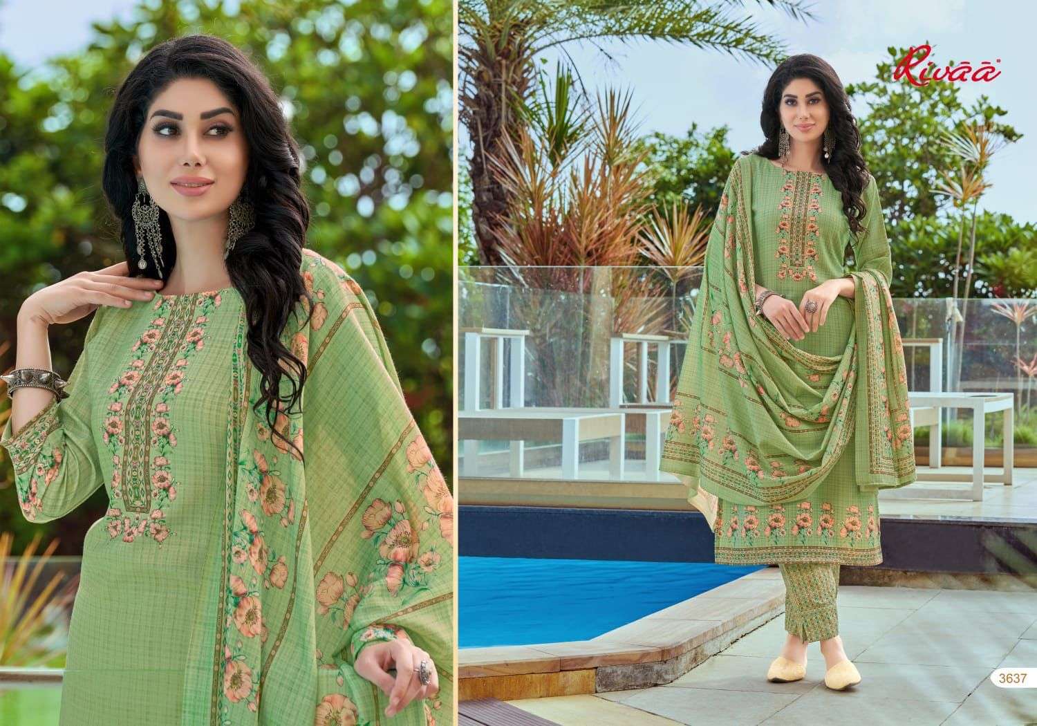 NIHAAR BY RIVAA 3636 TO 3642 SERIES BEAUTIFUL SUITS COLORFUL STYLISH FANCY CASUAL WEAR & ETHNIC WEAR PASHMINA DIGITAL PRINT DRESSES AT WHOLESALE PRICE
