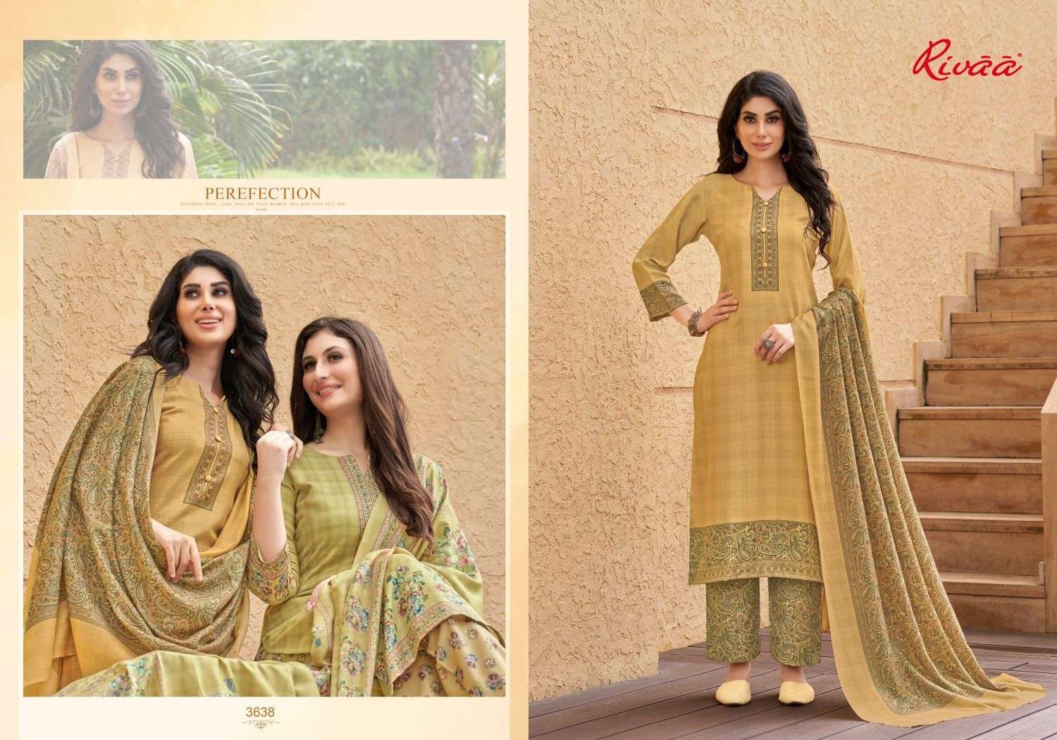 NIHAAR BY RIVAA 3636 TO 3642 SERIES BEAUTIFUL SUITS COLORFUL STYLISH FANCY CASUAL WEAR & ETHNIC WEAR PASHMINA DIGITAL PRINT DRESSES AT WHOLESALE PRICE