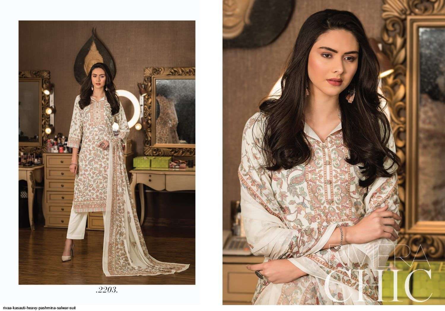 KASAUTI BY RIVAA 2201 TO 2207 SERIES BEAUTIFUL WINTER COLLECTION PAKISATNI SUITS STYLISH FANCY COLORFUL CASUAL WEAR & ETHNIC WEAR HEAVY PASHMINA DIGITAL PRINT DRESSES AT WHOLESALE PRICE