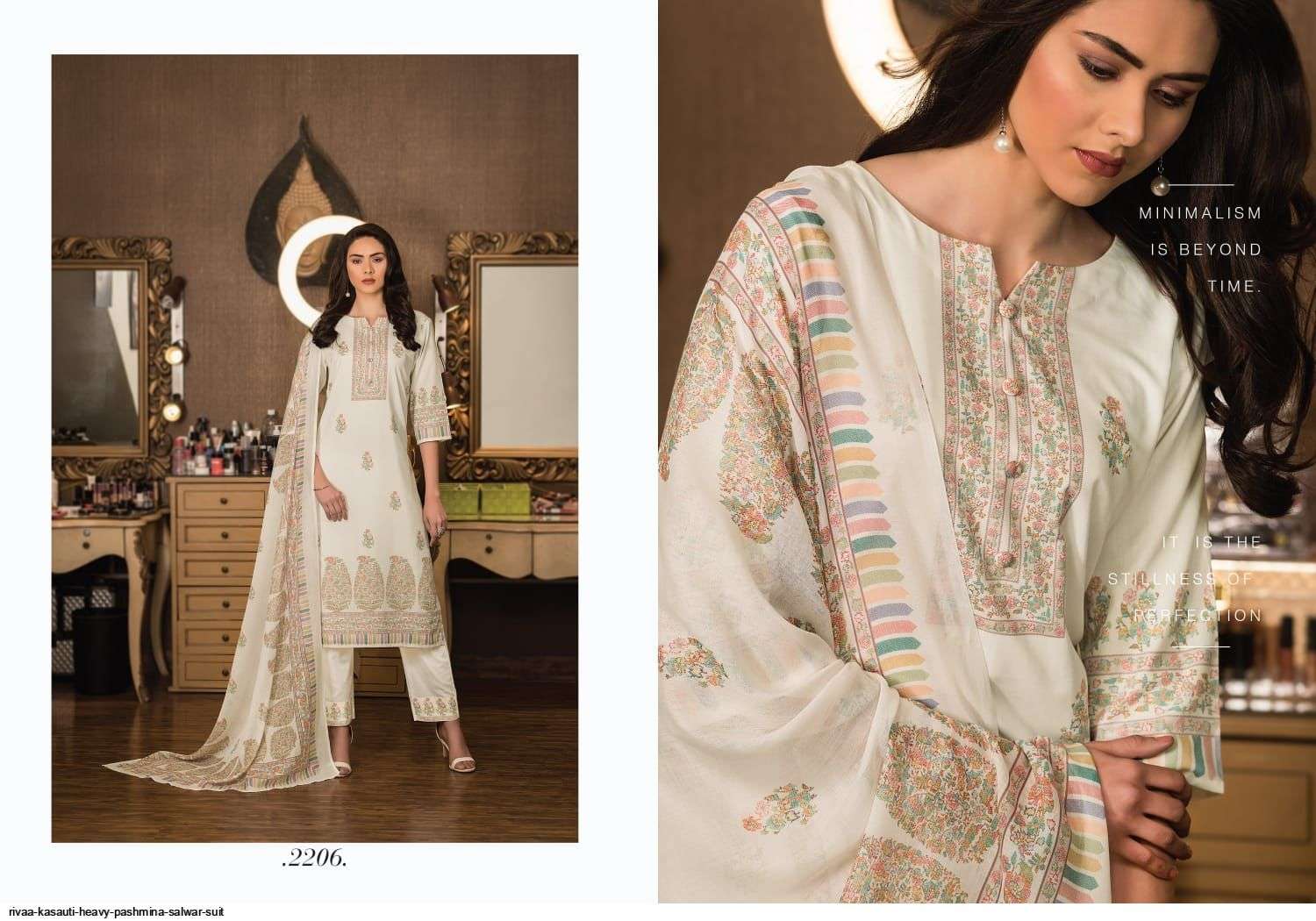 KASAUTI BY RIVAA 2201 TO 2207 SERIES BEAUTIFUL WINTER COLLECTION PAKISATNI SUITS STYLISH FANCY COLORFUL CASUAL WEAR & ETHNIC WEAR HEAVY PASHMINA DIGITAL PRINT DRESSES AT WHOLESALE PRICE