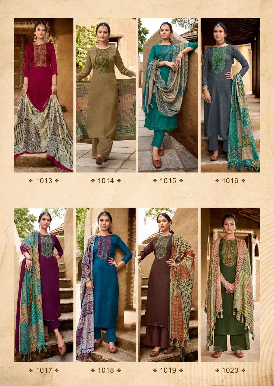 Naziya By Levisha 1013 To 1020 Series Beautiful Winter Suits Colorful Stylish Fancy Casual Wear & Ethnic Wear Pure Pashmina Embroidered Dresses At Wholesale Price
