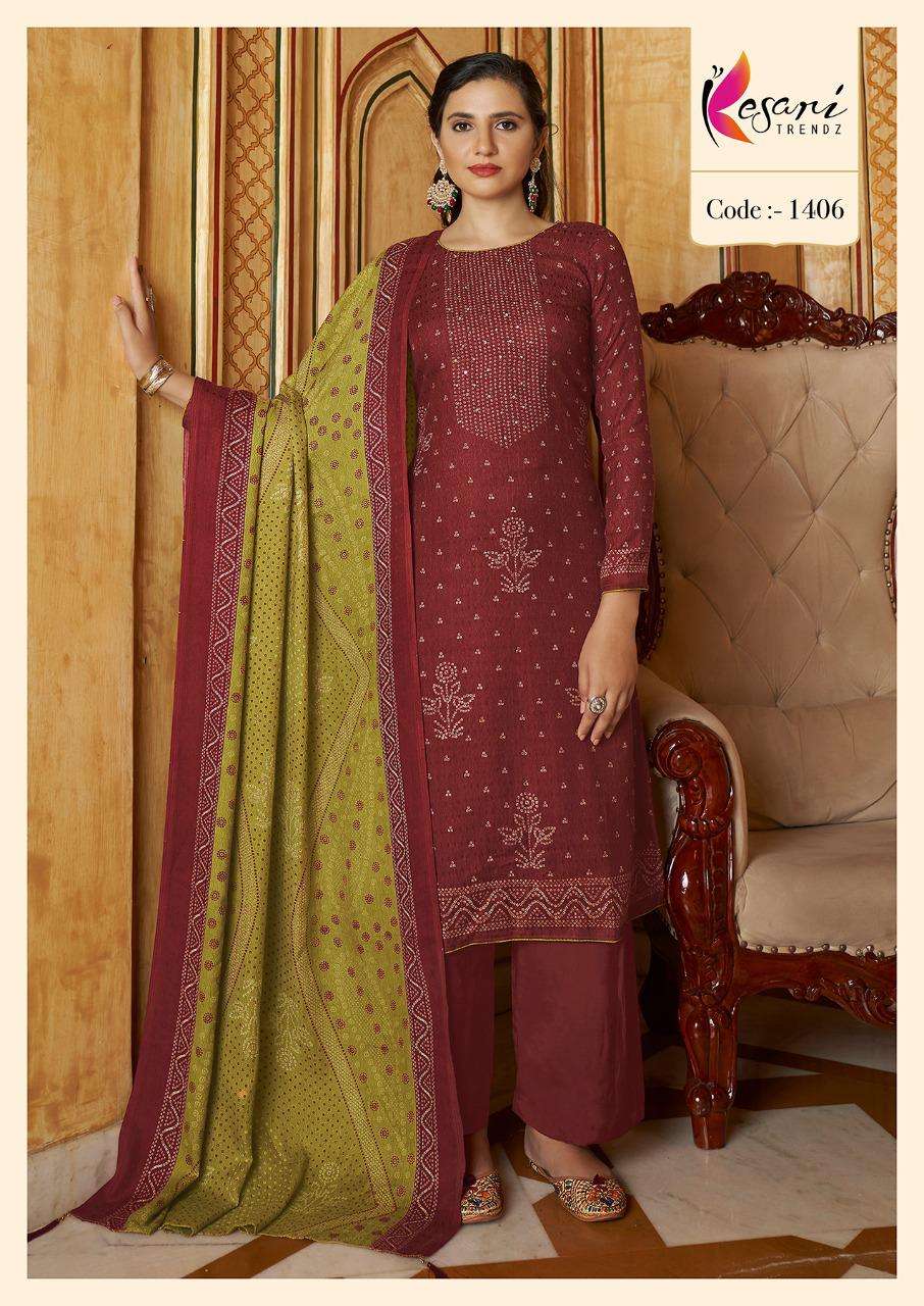 NIHAAR BY KESARI TRENDZ 1401 TO 1408 SERIES BEAUTIFUL WINTER COLLECTION PAKISATNI SUITS STYLISH FANCY COLORFUL CASUAL WEAR & ETHNIC WEAR PASHMINA PRINT WITH WORK DRESSES AT WHOLESALE PRICE