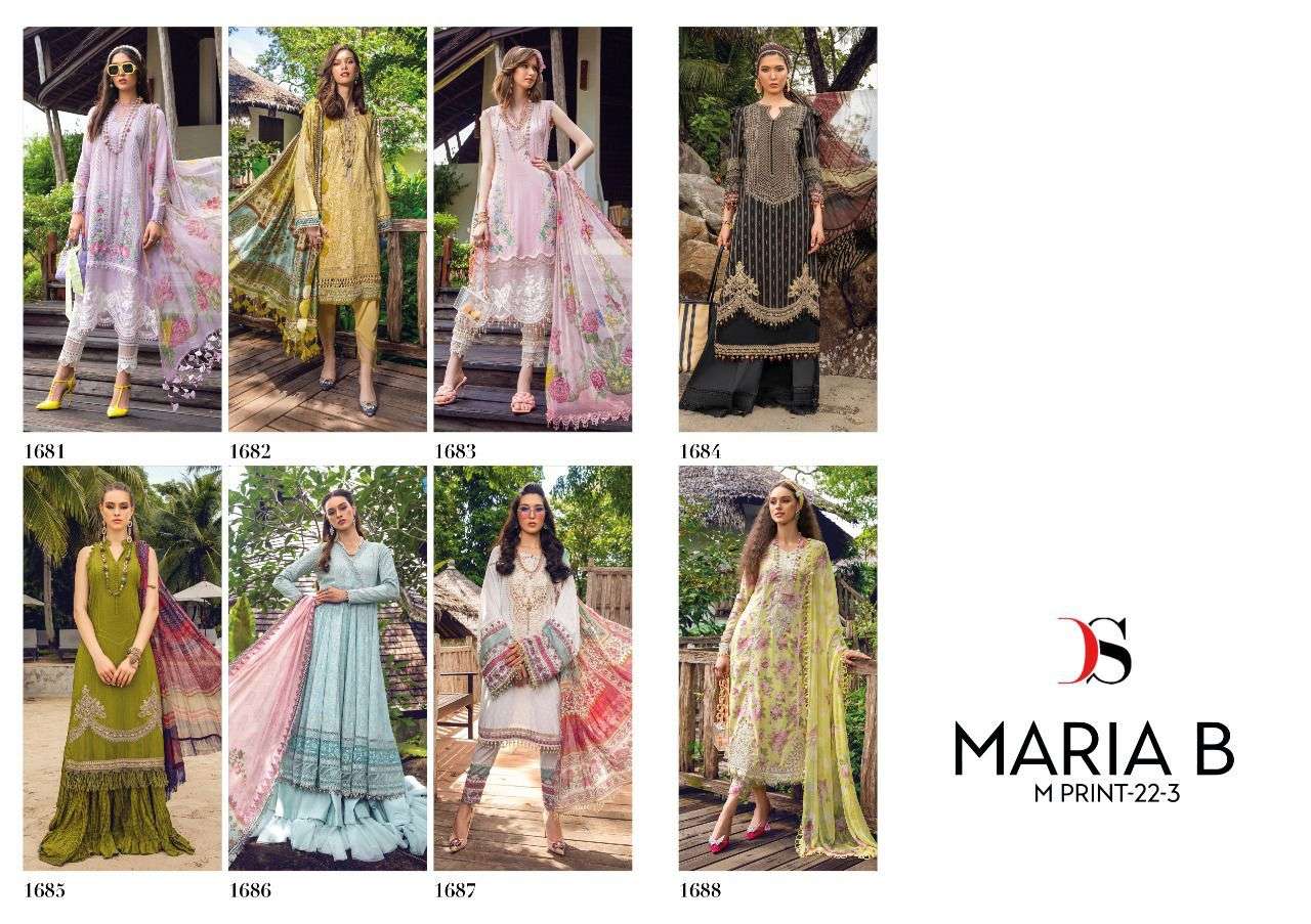 Maria B Pprint-22 Vol-3 By Deepsy Suits 1681 To 1688 Series Beautiful Pakistani Suits Colorful Stylish Fancy Casual Wear & Ethnic Wear Pashmina Embroidered Dresses At Wholesale Price
