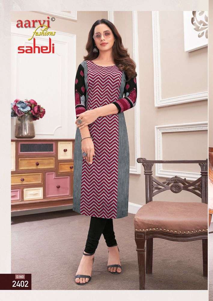 SAHELI VOL-14 BY AARVI FASHION 1401 TO 1416 SERIES DESIGNER STYLISH FANCY COLORFUL BEAUTIFUL PARTY WEAR & ETHNIC WEAR COLLECTION PURE COTTON PRINT KURTIS AT WHOLESALE PRICE