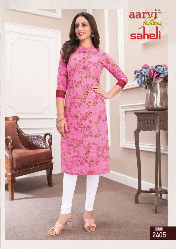 SAHELI VOL-14 BY AARVI FASHION 1401 TO 1416 SERIES DESIGNER STYLISH FANCY COLORFUL BEAUTIFUL PARTY WEAR & ETHNIC WEAR COLLECTION PURE COTTON PRINT KURTIS AT WHOLESALE PRICE