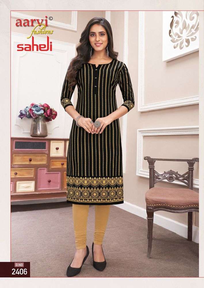 SAHELI VOL-14 BY AARVI FASHION 1401 TO 1416 SERIES DESIGNER STYLISH FANCY COLORFUL BEAUTIFUL PARTY WEAR & ETHNIC WEAR COLLECTION PURE COTTON PRINT KURTIS AT WHOLESALE PRICE