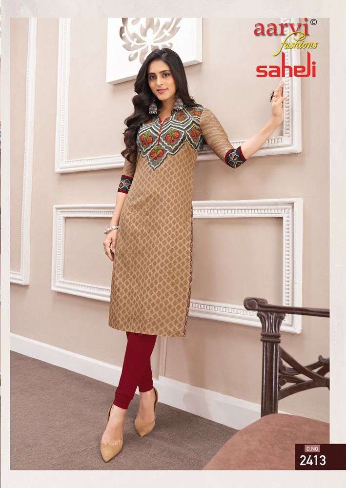 SAHELI VOL-14 BY AARVI FASHION 1401 TO 1416 SERIES DESIGNER STYLISH FANCY COLORFUL BEAUTIFUL PARTY WEAR & ETHNIC WEAR COLLECTION PURE COTTON PRINT KURTIS AT WHOLESALE PRICE