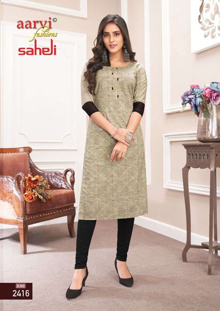 SAHELI VOL-14 BY AARVI FASHION 1401 TO 1416 SERIES DESIGNER STYLISH FANCY COLORFUL BEAUTIFUL PARTY WEAR & ETHNIC WEAR COLLECTION PURE COTTON PRINT KURTIS AT WHOLESALE PRICE