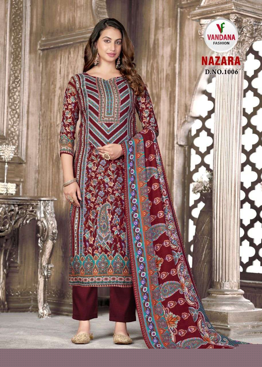 NAZARA BY VANDANA 1001 TO 1008 SERIES BEAUTIFUL STYLISH SUITS FANCY COLORFUL CASUAL WEAR & ETHNIC WEAR & READY TO WEAR PASHMINA JACQUARD DRESSES AT WHOLESALE PRICE