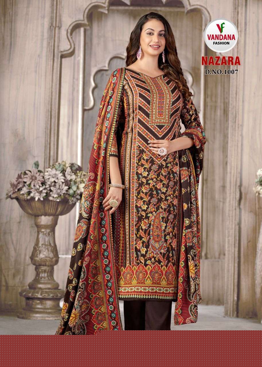 NAZARA BY VANDANA 1001 TO 1008 SERIES BEAUTIFUL STYLISH SUITS FANCY COLORFUL CASUAL WEAR & ETHNIC WEAR & READY TO WEAR PASHMINA JACQUARD DRESSES AT WHOLESALE PRICE