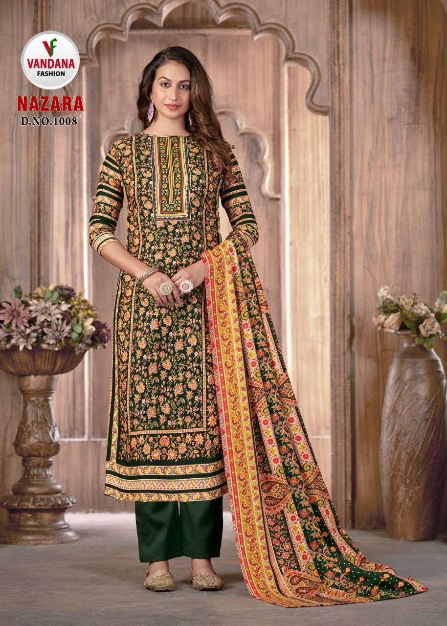 NAZARA BY VANDANA 1001 TO 1008 SERIES BEAUTIFUL STYLISH SUITS FANCY COLORFUL CASUAL WEAR & ETHNIC WEAR & READY TO WEAR PASHMINA JACQUARD DRESSES AT WHOLESALE PRICE