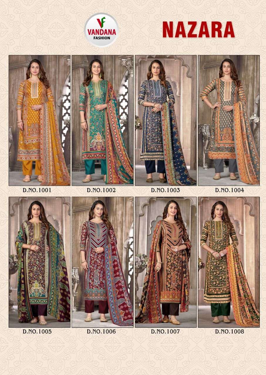 NAZARA BY VANDANA 1001 TO 1008 SERIES BEAUTIFUL STYLISH SUITS FANCY COLORFUL CASUAL WEAR & ETHNIC WEAR & READY TO WEAR PASHMINA JACQUARD DRESSES AT WHOLESALE PRICE