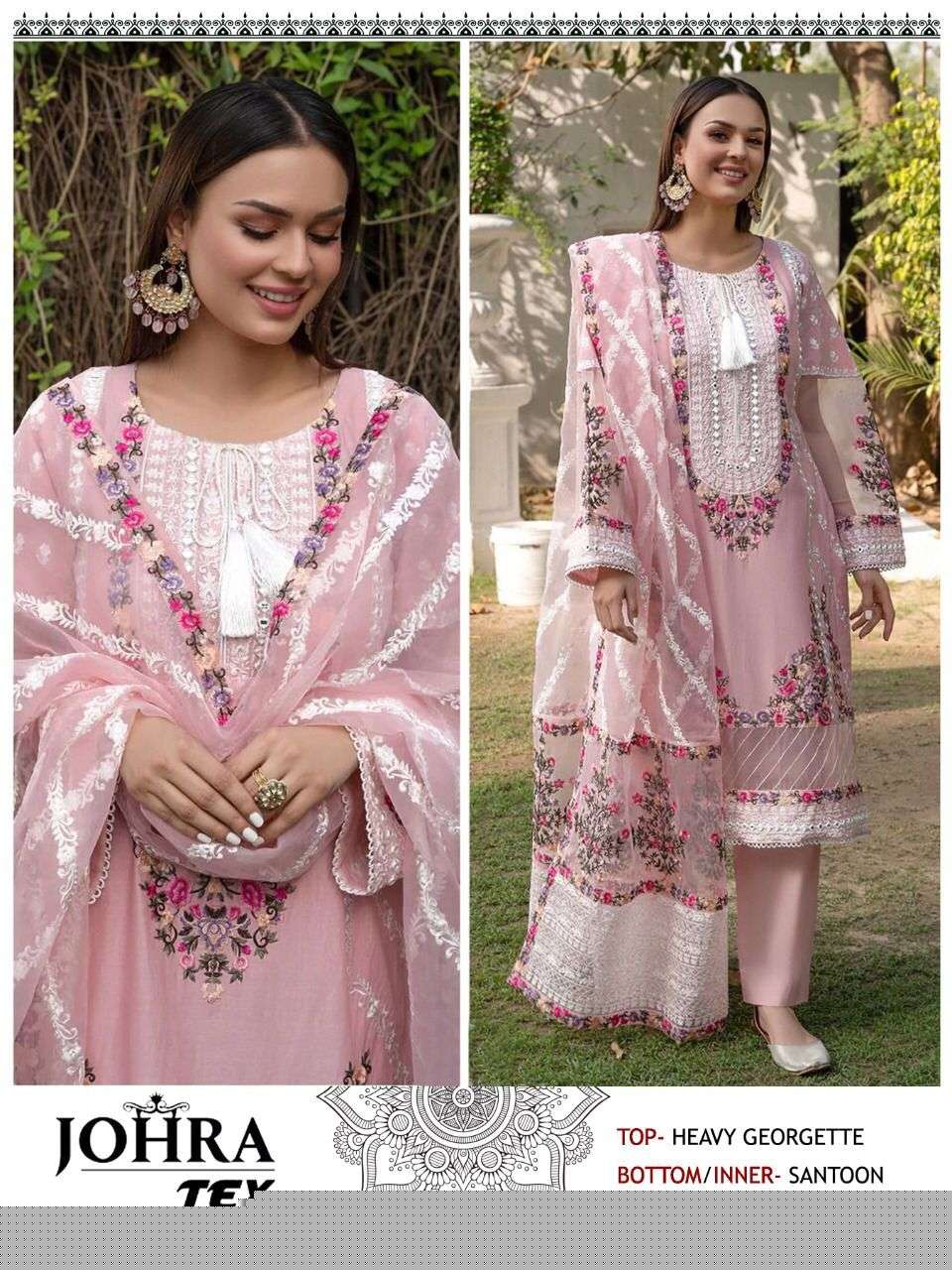 JOHRA HIT DESIGN 107 BY JOHRA TEX DESIGNS DESIGNER PAKISTANI SUITS BEAUTIFUL STYLISH FANCY COLORFUL PARTY WEAR & OCCASIONAL WEAR HEAVY GEORGETTE EMBROIDERED DRESSES AT WHOLESALE PRICE