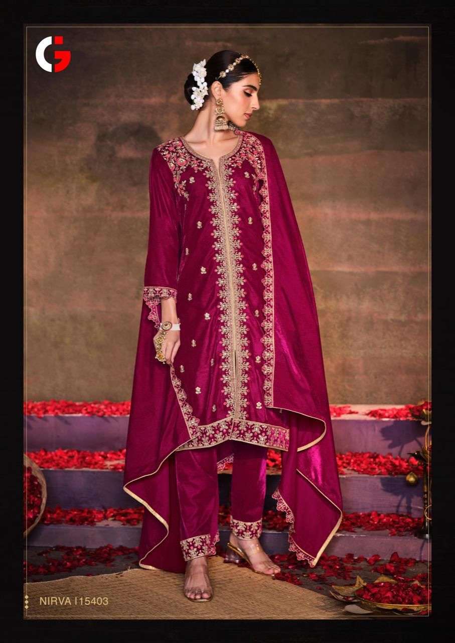 Nirva By Gull Jee 15401 To 15406 Series Beautiful Suits Colorful Stylish Fancy Casual Wear & Ethnic Wear Velvet Embroidered Dresses At Wholesale Price