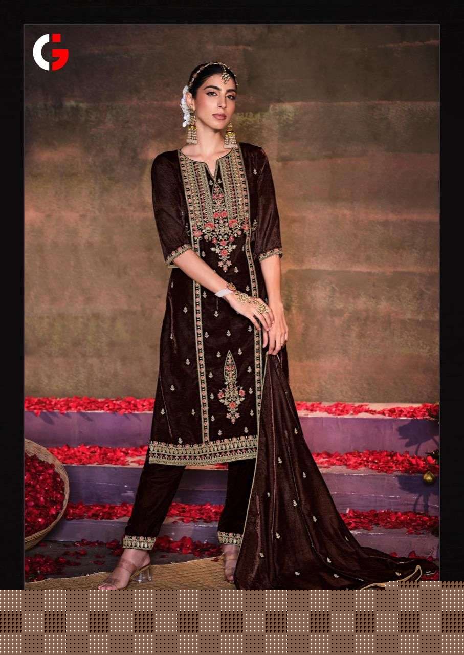 Nirva By Gull Jee 15401 To 15406 Series Beautiful Suits Colorful Stylish Fancy Casual Wear & Ethnic Wear Velvet Embroidered Dresses At Wholesale Price