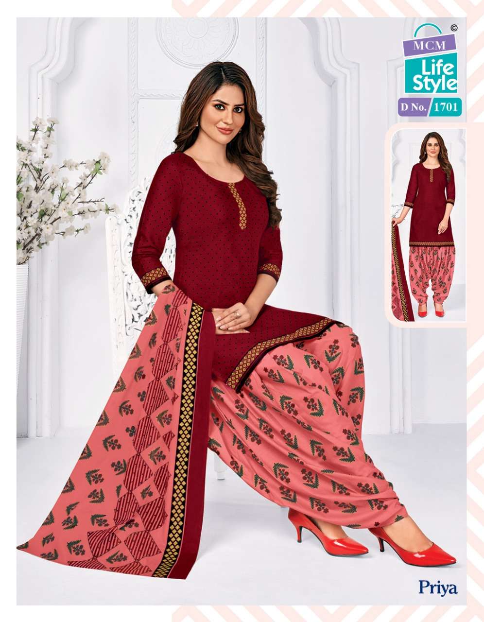 PRIYA VOL-7 BY MCM LIFESTYLE 1701 TO 1716 SERIES BEAUTIFUL SUITS COLORFUL STYLISH FANCY CASUAL WEAR & ETHNIC WEAR HEAVY COTTON PRINT DRESSES AT WHOLESALE PRICE