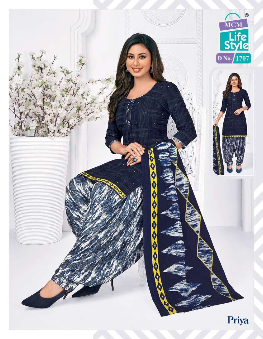 PRIYA VOL-7 BY MCM LIFESTYLE 1701 TO 1716 SERIES BEAUTIFUL SUITS COLORFUL STYLISH FANCY CASUAL WEAR & ETHNIC WEAR HEAVY COTTON PRINT DRESSES AT WHOLESALE PRICE