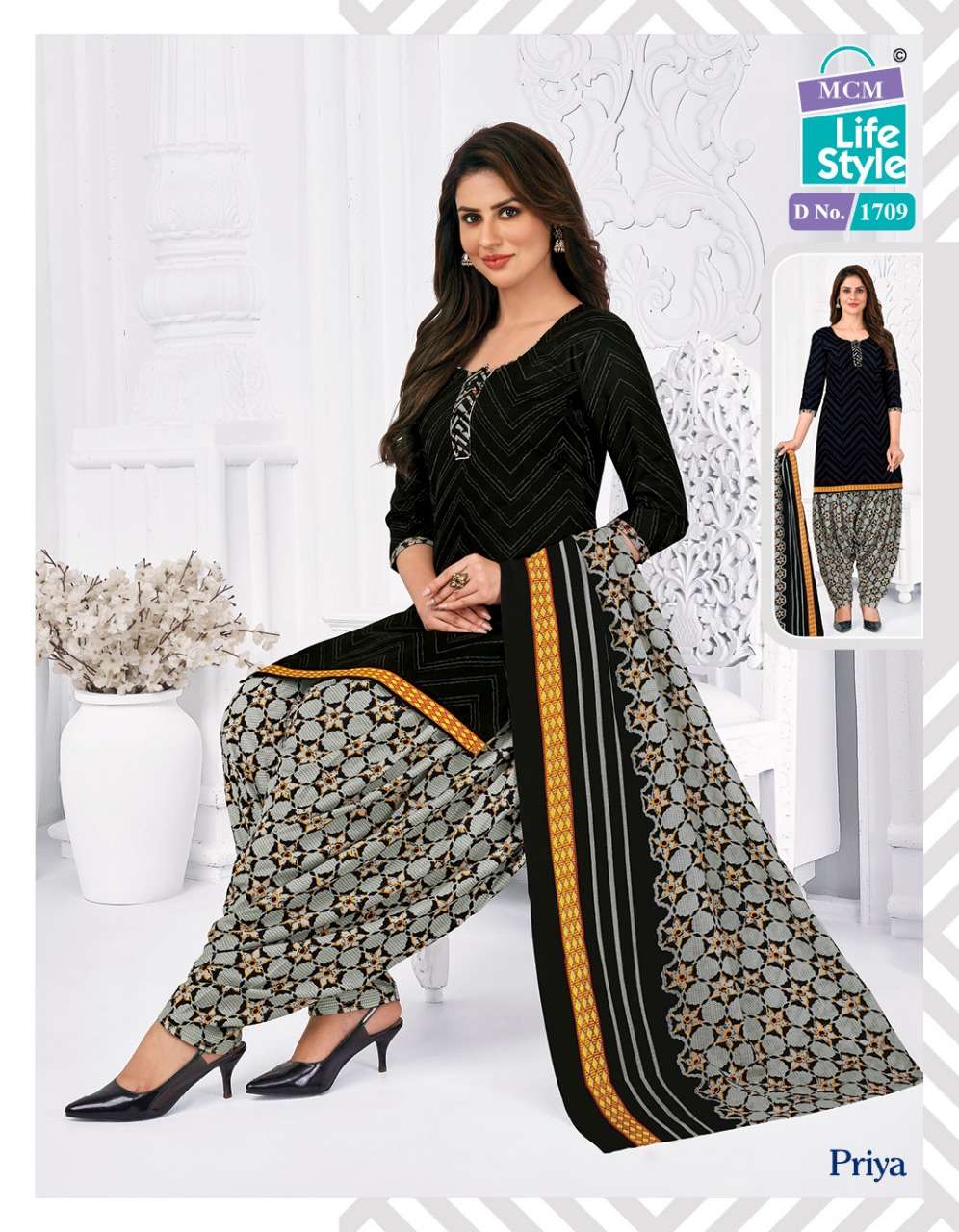 PRIYA VOL-7 BY MCM LIFESTYLE 1701 TO 1716 SERIES BEAUTIFUL SUITS COLORFUL STYLISH FANCY CASUAL WEAR & ETHNIC WEAR HEAVY COTTON PRINT DRESSES AT WHOLESALE PRICE