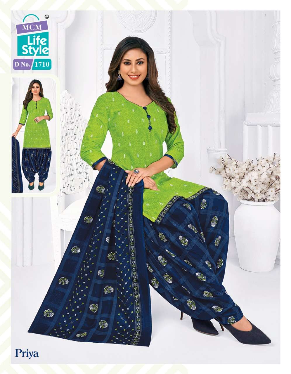 PRIYA VOL-7 BY MCM LIFESTYLE 1701 TO 1716 SERIES BEAUTIFUL SUITS COLORFUL STYLISH FANCY CASUAL WEAR & ETHNIC WEAR HEAVY COTTON PRINT DRESSES AT WHOLESALE PRICE