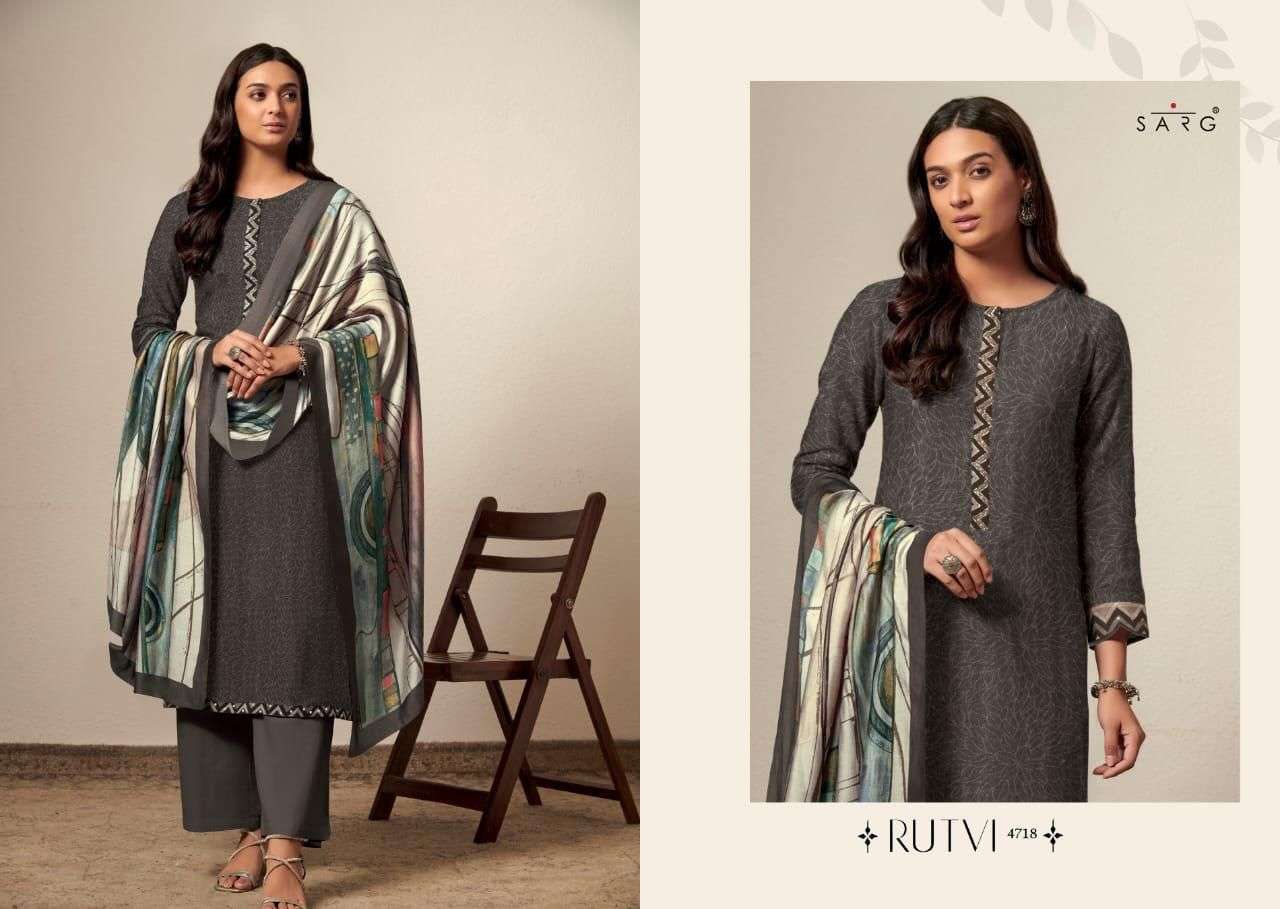 RUTVI BY SARG BEAUTIFUL SUITS COLORFUL STYLISH FANCY CASUAL WEAR & ETHNIC WEAR PASHMINA JACQUARD DRESSES AT WHOLESALE PRICE