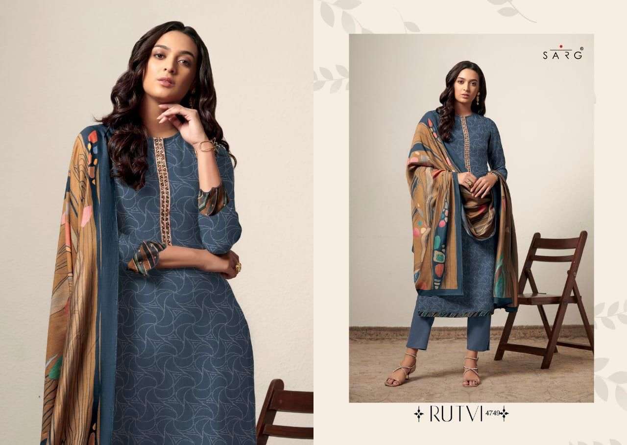 RUTVI BY SARG BEAUTIFUL SUITS COLORFUL STYLISH FANCY CASUAL WEAR & ETHNIC WEAR PASHMINA JACQUARD DRESSES AT WHOLESALE PRICE