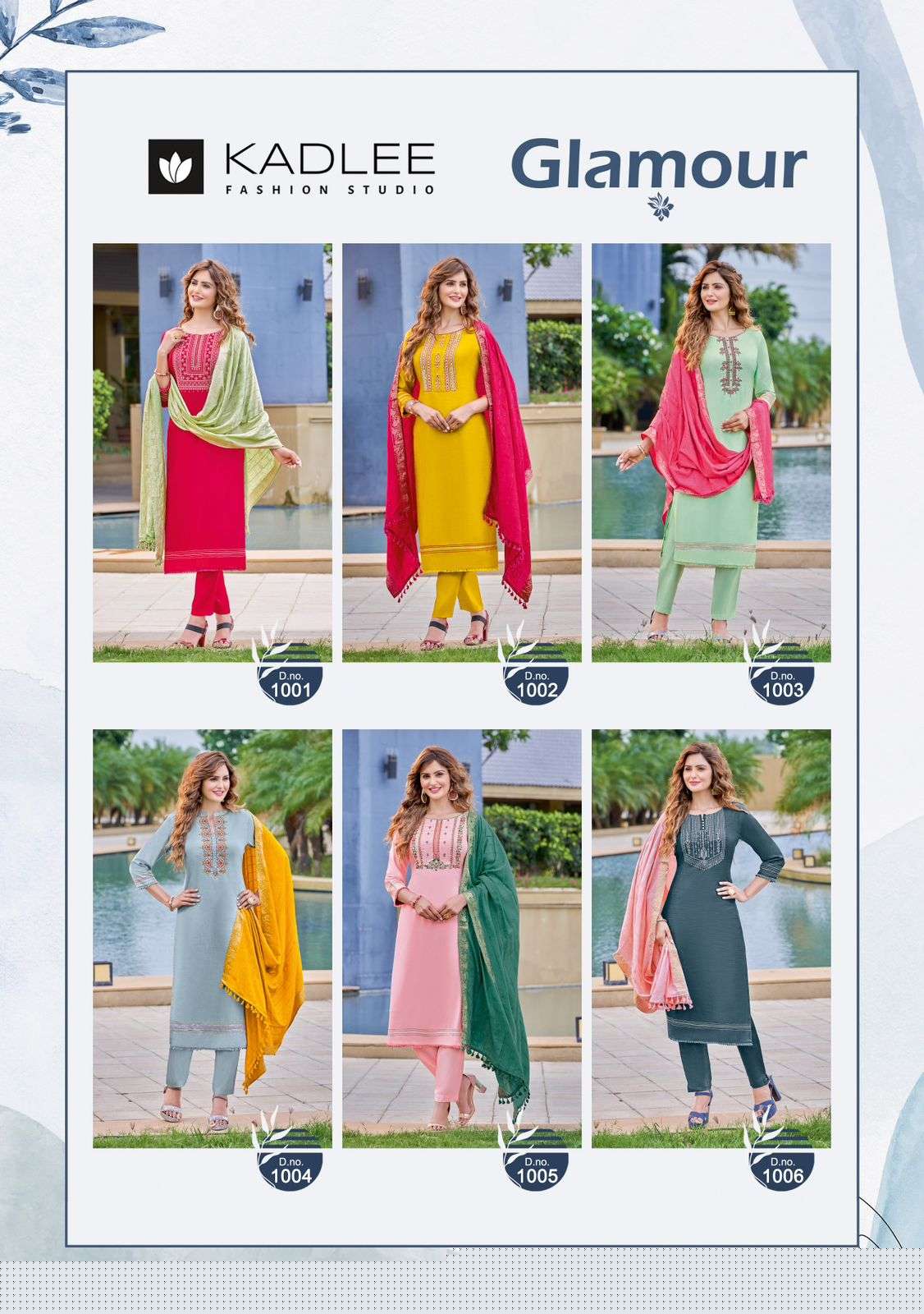 GLAMOUR BY KADLEE 1001 TO 1006 SERIES SUITS BEAUTIFUL FANCY COLORFUL STYLISH PARTY WEAR & OCCASIONAL WEAR VISCOSE SILK DRESSES AT WHOLESALE PRICE