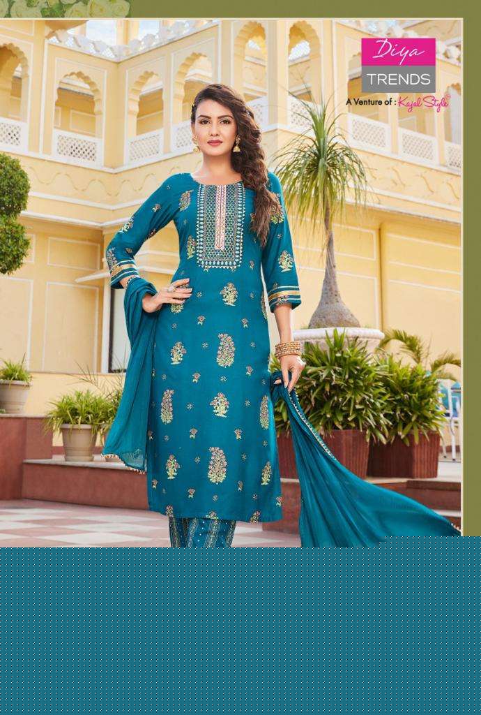 ZUBEDA VOL-1 BY DIYA TRENDS 1001 TO 1010 SERIES SUITS BEAUTIFUL FANCY COLORFUL STYLISH PARTY WEAR & OCCASIONAL WEAR RAYON PRINT DRESSES AT WHOLESALE PRICE