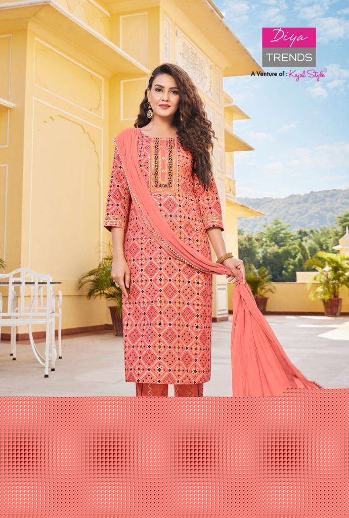 ZUBEDA VOL-1 BY DIYA TRENDS 1001 TO 1010 SERIES SUITS BEAUTIFUL FANCY COLORFUL STYLISH PARTY WEAR & OCCASIONAL WEAR RAYON PRINT DRESSES AT WHOLESALE PRICE