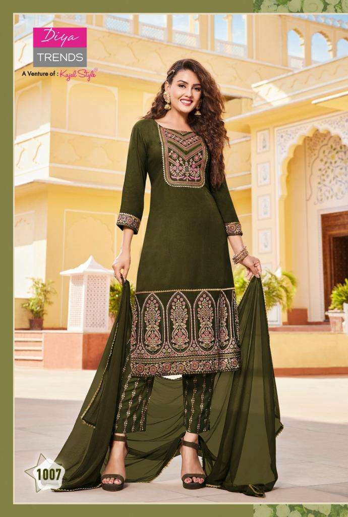 ZUBEDA VOL-1 BY DIYA TRENDS 1001 TO 1010 SERIES SUITS BEAUTIFUL FANCY COLORFUL STYLISH PARTY WEAR & OCCASIONAL WEAR RAYON PRINT DRESSES AT WHOLESALE PRICE