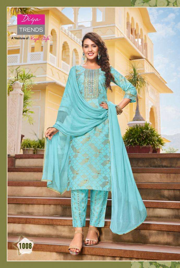 ZUBEDA VOL-1 BY DIYA TRENDS 1001 TO 1010 SERIES SUITS BEAUTIFUL FANCY COLORFUL STYLISH PARTY WEAR & OCCASIONAL WEAR RAYON PRINT DRESSES AT WHOLESALE PRICE