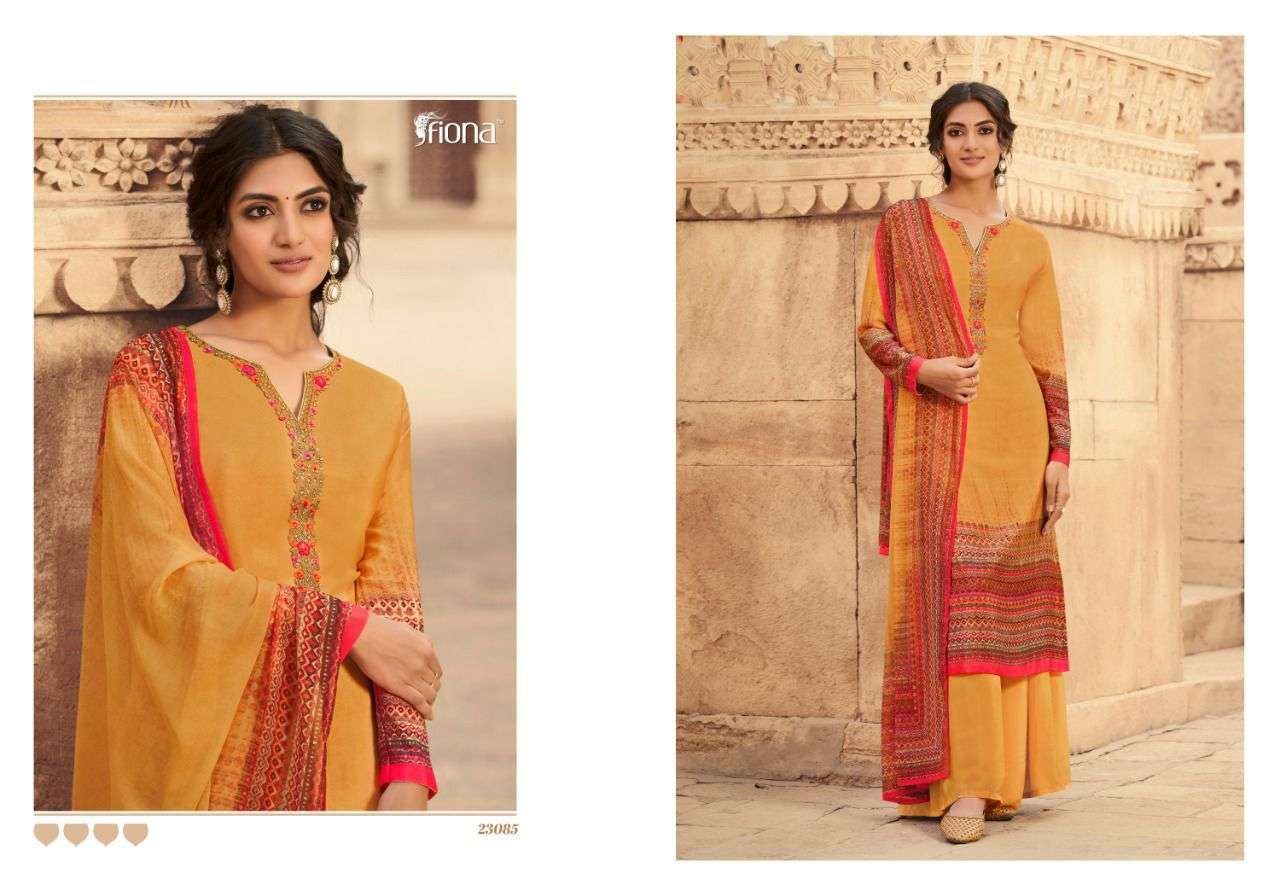 CREPINA BY FIONA 23081 TO 23087 SERIES BEAUTIFUL SUITS COLORFUL STYLISH FANCY CASUAL WEAR & ETHNIC WEAR CREPE EMBROIDERED DRESSES AT WHOLESALE PRICE