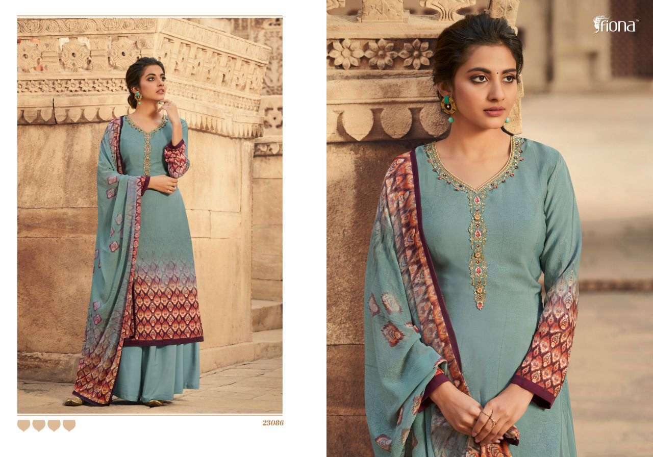 CREPINA BY FIONA 23081 TO 23087 SERIES BEAUTIFUL SUITS COLORFUL STYLISH FANCY CASUAL WEAR & ETHNIC WEAR CREPE EMBROIDERED DRESSES AT WHOLESALE PRICE
