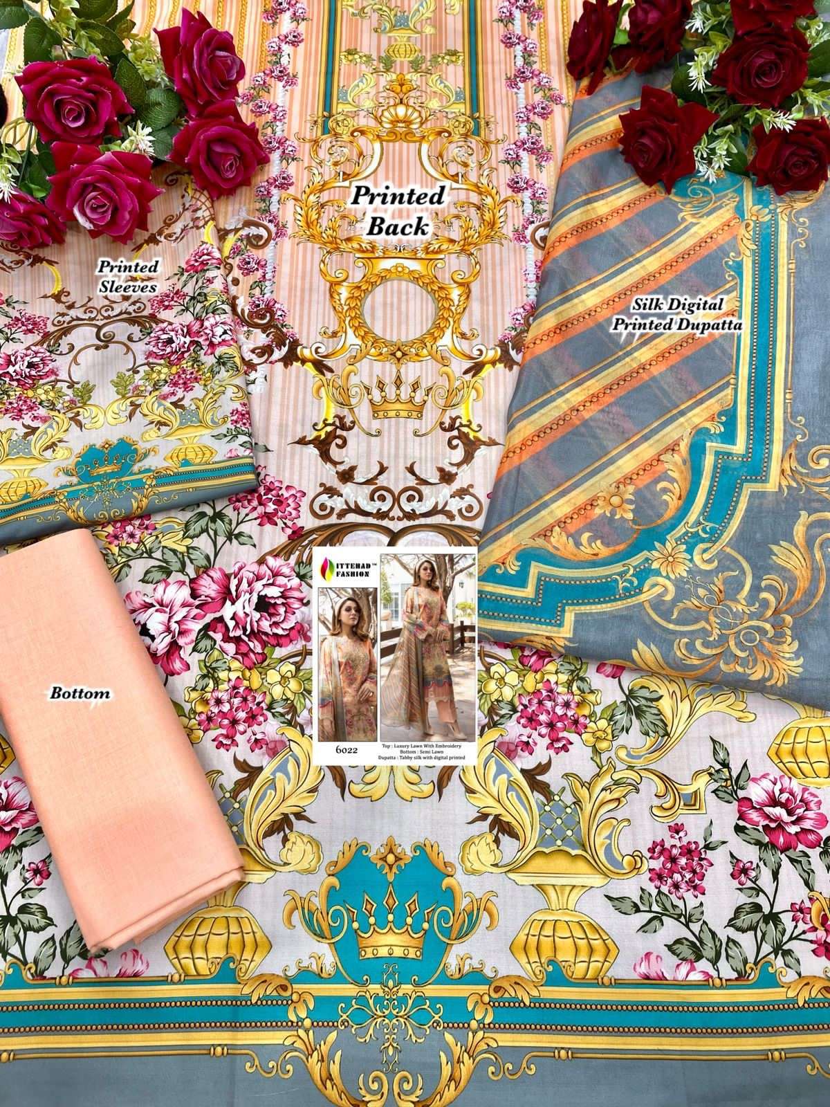 ITTEHAD LAWN BY ITTEHAD FASHION 6021 TO 6022 SERIES BEAUTIFUL PAKISTANI SUITS COLORFUL STYLISH FANCY CASUAL WEAR & ETHNIC WEAR LUXURY LAWN DIGITAL PRINT DRESSES AT WHOLESALE PRICE