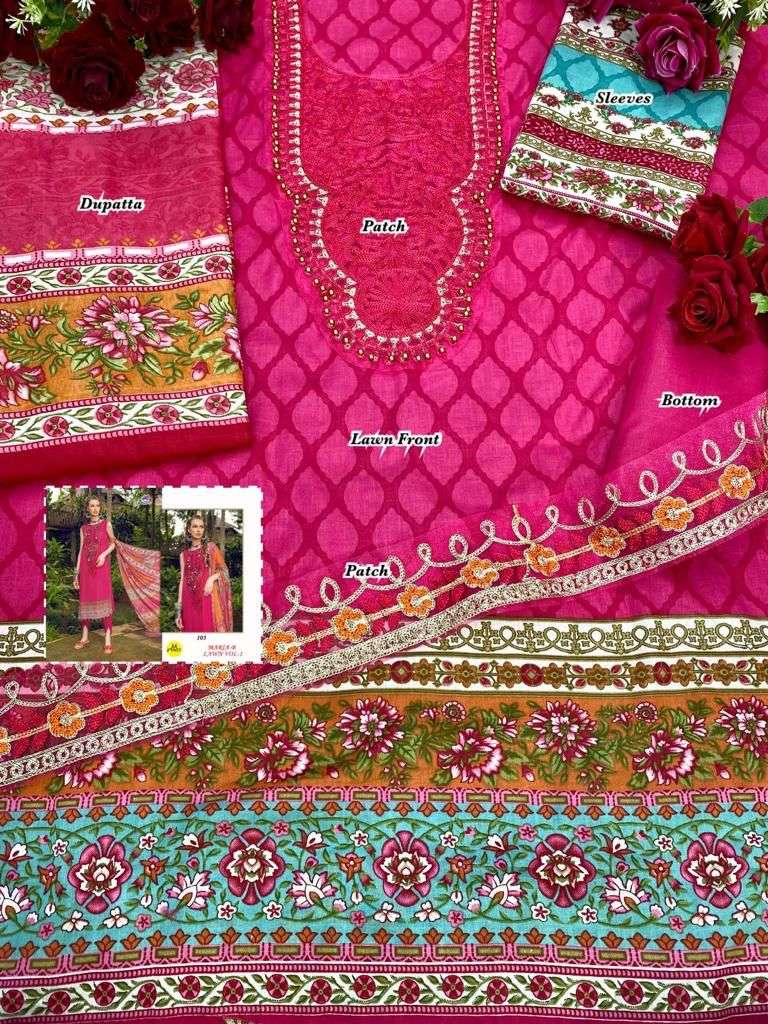 MARIA-B LAWN VOL-1 BY MAAHIRI PAKISTANI SUITS BEAUTIFUL FANCY COLORFUL STYLISH PARTY WEAR & OCCASIONAL WEAR PURE CAMBRIC LAWN PRINT WITH EMBROIDERY DRESSES AT WHOLESALE PRICE