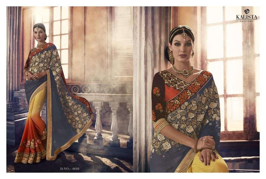 KALISTA SALE COLLECTION BY KALISTA FASHION INDIAN TRADITIONAL WEAR COLLECTION BEAUTIFUL STYLISH FANCY COLORFUL PARTY WEAR & OCCASIONAL WEAR FANCY SAREES AT WHOLESALE PRICE