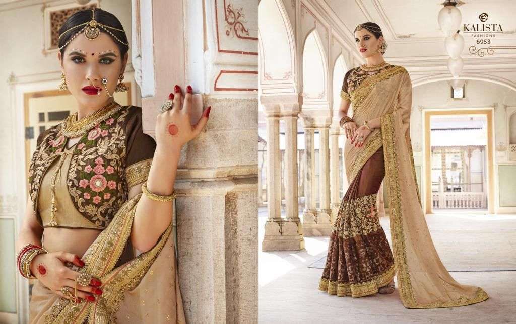 KALISTA SALE COLLECTION BY KALISTA FASHION INDIAN TRADITIONAL WEAR COLLECTION BEAUTIFUL STYLISH FANCY COLORFUL PARTY WEAR & OCCASIONAL WEAR FANCY SAREES AT WHOLESALE PRICE
