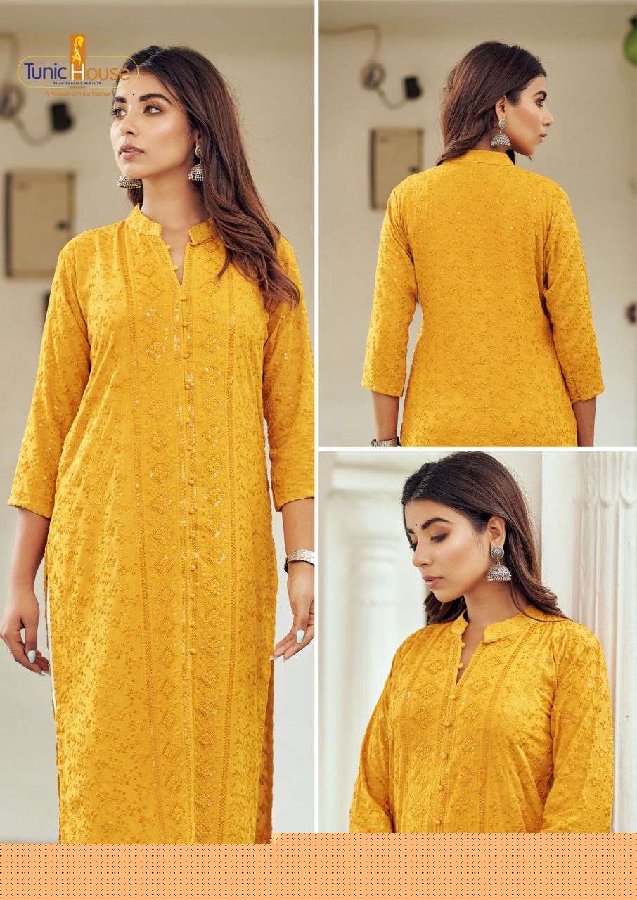 7 STAR BY TUNIC HOUSE BEAUTIFUL STYLISH FANCY COLORFUL CASUAL WEAR & ETHNIC WEAR VISCOSE RAYON WITH WORK KURTIS AT WHOLESALE PRICE