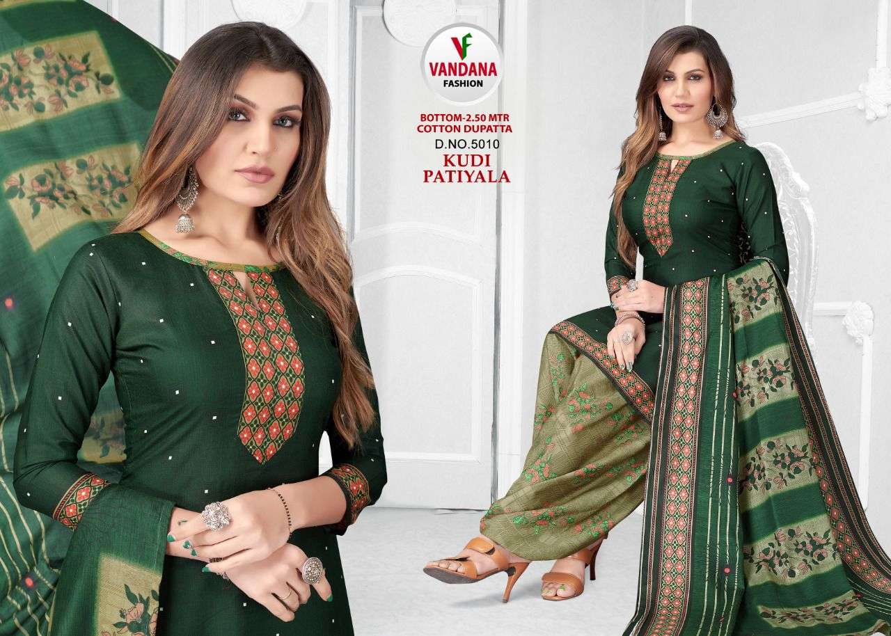 KUDI PATIYALA VOL-5 BY VANDANA 5001 TO 5012 SERIES BEAUTIFUL SUITS COLORFUL STYLISH FANCY CASUAL WEAR & ETHNIC WEAR COTTON PRINT DRESSES AT WHOLESALE PRICE