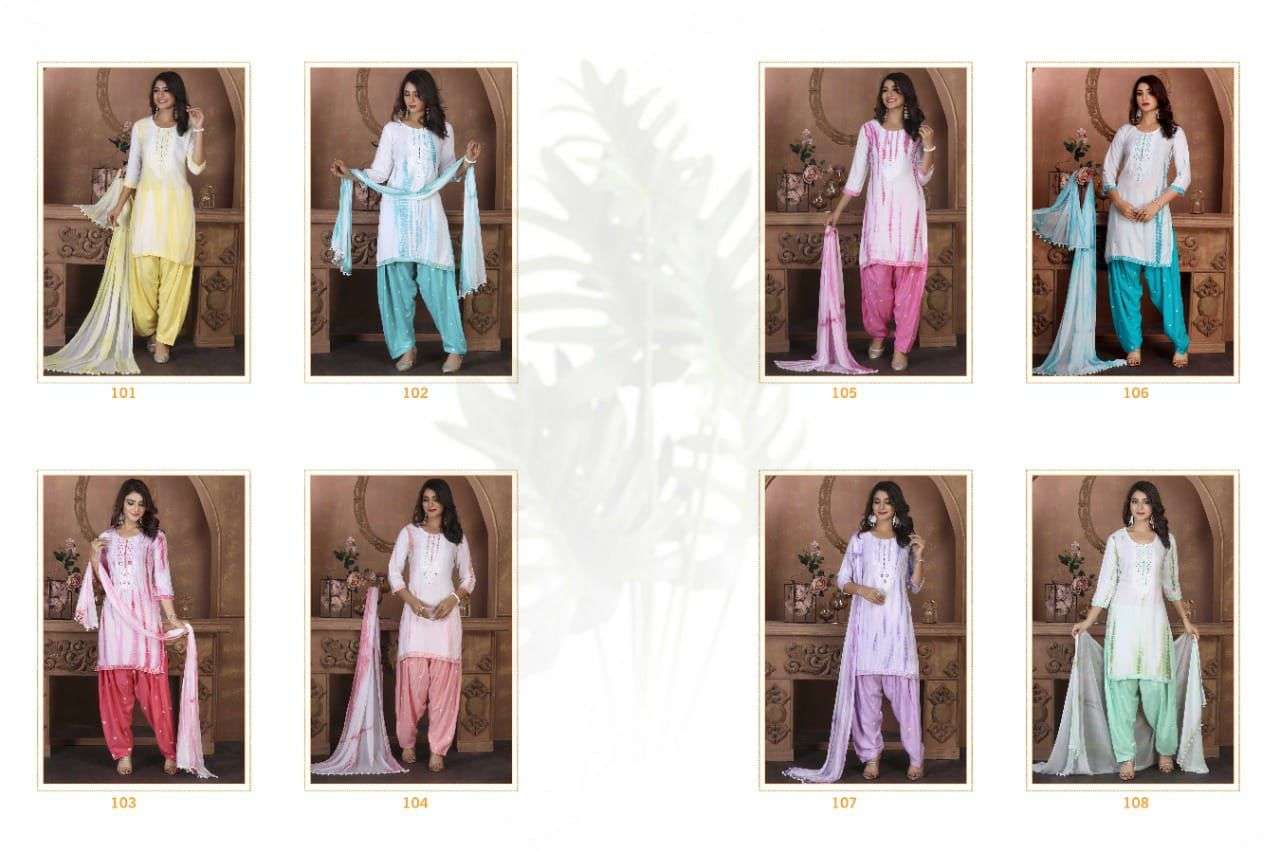 DESI KUDI BY MANJEERA 101 TO 108 SERIES BEAUTIFUL PATIYALA SUITS COLORFUL STYLISH FANCY CASUAL WEAR & ETHNIC WEAR RAYON WITH WORK DRESSES AT WHOLESALE PRICE