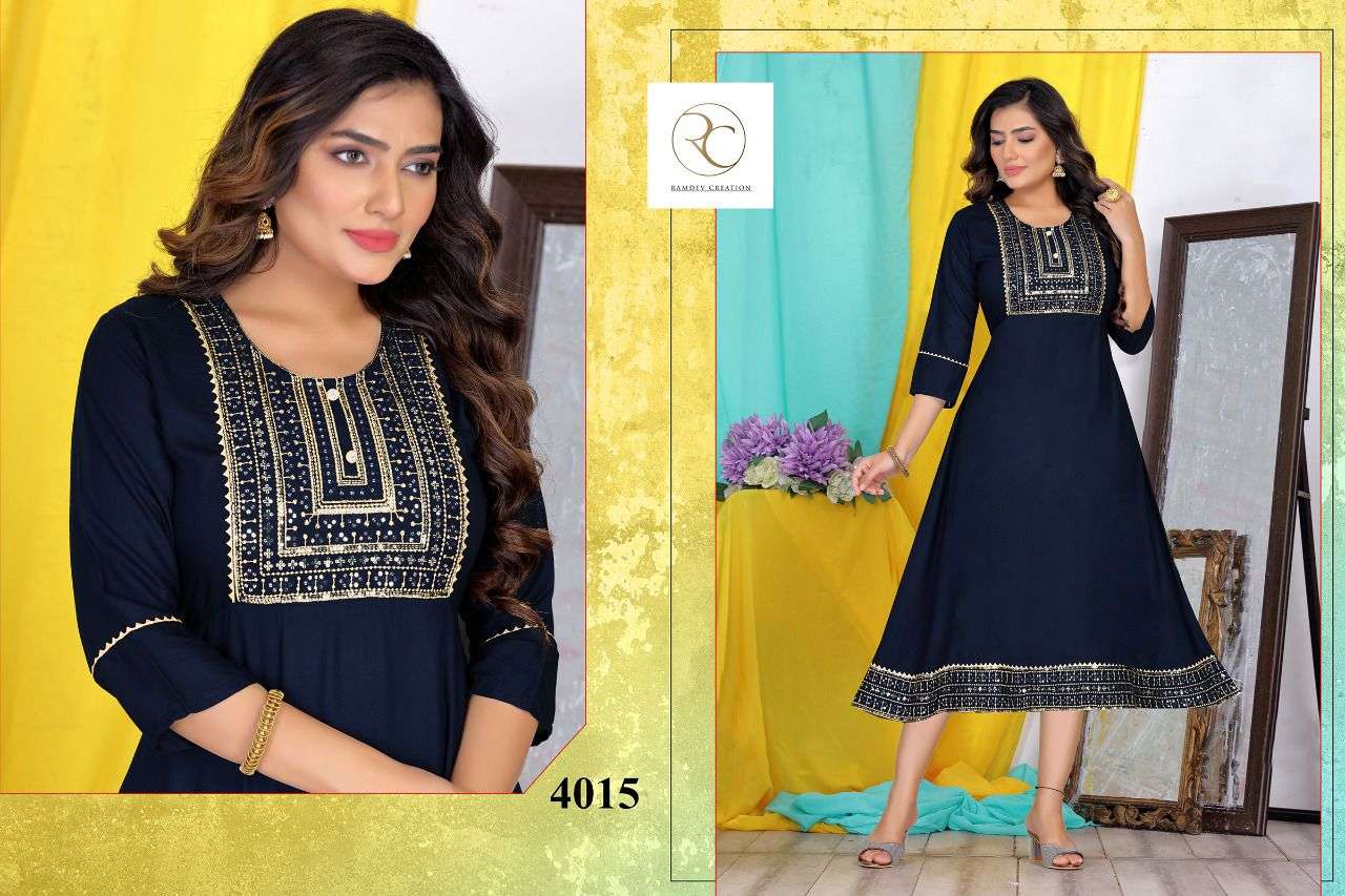 KAINAT BY RC 4011 TO 4018 SERIES BEAUTIFUL STYLISH FANCY COLORFUL CASUAL WEAR & ETHNIC WEAR RAYON WITH WORK KURTIS AT WHOLESALE PRICE