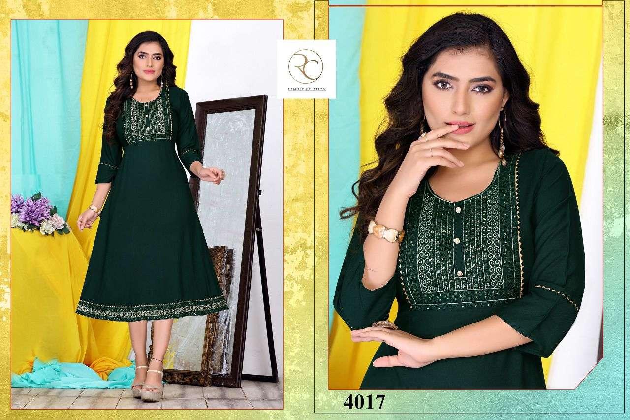 KAINAT BY RC 4011 TO 4018 SERIES BEAUTIFUL STYLISH FANCY COLORFUL CASUAL WEAR & ETHNIC WEAR RAYON WITH WORK KURTIS AT WHOLESALE PRICE
